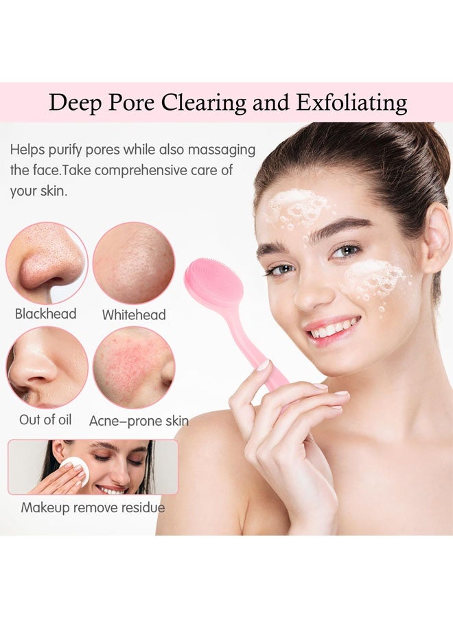 قطعتان من فرشاة تنظيف الوجه المصنوعة من السيليكون للعناية بالبشرة، فرشاة تنظيف الوجه للتنظيف والتقشير وإزالة بقايا المكياج - Image 2